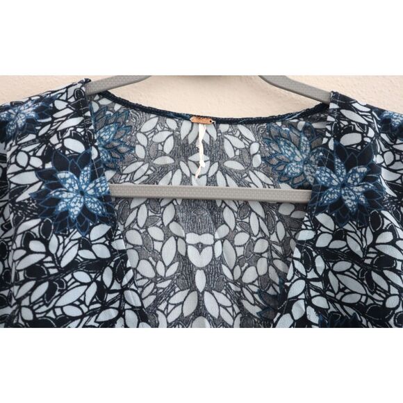 Free People OB818838 Womens Sz S Blue Combo Birds of a Feather Oversized Top - Picture 3 of 10